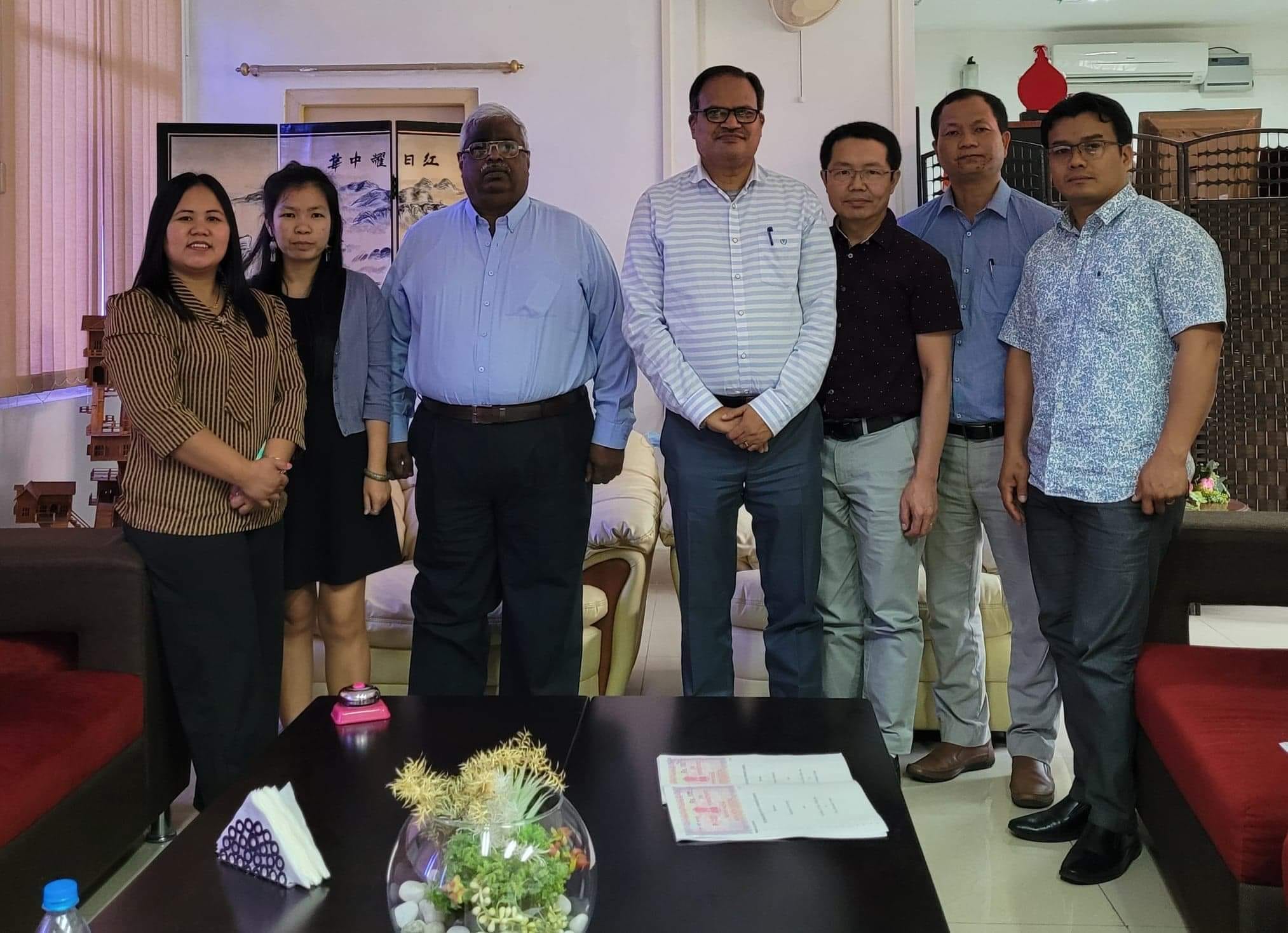 Leaders of Mizoram University and ICA after signing Memorandum of Understanding at MZU Vice Chancellor's office